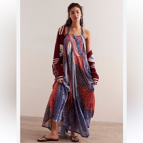 Free People Heritage Freedom Maxi Dress In Americana Combo Size Medium